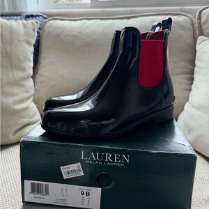 Ralph Lauren Black and Red Ankle Boots
